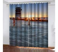 Tenda Finestra Oscurante Con Occhielli 234X230Cm Tende Oscuranti Per Interni Vista Sul Mare Del Faro Al Tramonto 2 Pannelli Tende Soggiorno Termica Isolante Per Bambini Tende Finestre Camera Da Letto