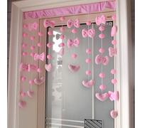 Tenda Fluffy A Forma Di Fiocco PomPom Appesa Ad Arco Per Ingresso Rosa Dolce