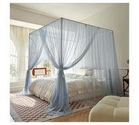 Tenda for letto a baldacchino con 4 montanti angolari, tende a rete trasparente con zanzariera, tenda for letto queen size, tende a rete con 3 aperture for la casa(Blue,150x200cm)
