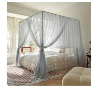 Tenda for letto a baldacchino con 4 montanti angolari, tende a rete trasparente con zanzariera, tenda for letto queen size, tende a rete con 3 aperture for la casa(Gray,180x200cm)