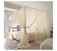 Tenda for letto a baldacchino con 4 montanti angolari, tende a rete trasparente con zanzariera, tenda for letto queen size, tende a rete con 3 aperture for la casa(Yellow,180x200cm)