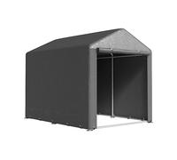Outsunny Garage Moto per Esterno Portaoggetti Anti UV con Ingresso a Zip, Tenda Garage per Biciclette e Attrezzi in Metallo Zincato e Tessuto PE, 160x218x172 cm, Grigio Scuro