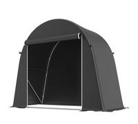 Tenda Garage Per Biciclette E Attrezzi Con Ingresso A Cerniera, In Pe E Metallo, 245x120x200 Cm, Grigio Scuro