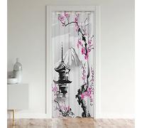 Tenda giapponese per porta privacy Giappone Fuji Mountain Closet Door Cover Tenda per camera da letto Soggiorno Sakura Floreale Isolata Tenda Termica Divisorio Tenda Copertura 86 x 203 cm 1 Pannello