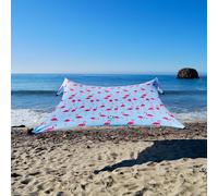 Tenda gigante della spiaggia di Neso Tents, alta 2,5 metri, 3,4 m (11 piedi) x 3,4 m (11 piedi), angoli rinforzati e tasca più fresca (fenicotteri)