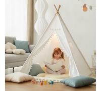 Tenda Gioco Bambini in Tessuto, Tenda Indiana Teepee Legno con pom-pom
