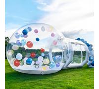 Tenda gonfiabile a bolle, 3 m, trasparente, con soffiatore e pompa, tenda da giardino in PVC impermeabile per bambini e feste, grado commerciale con tunnel da 1,8 m