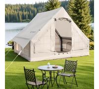 Tenda gonfiabile per campeggio Glamping, 4 stagioni, tenda ad aria con pompa, facile da installare, con finestre a doppio strato in rete e porte doppie (tenda ad aria 6 mq)