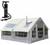 Tenda gonfiabile per campeggio, spaziosa tenda da campeggio per famiglie con apertura per camino e lucernario, per vivere all'aperto, facile da montare con pompa dell'aria integrata