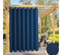 Tenda impermeabile blu navy per esterni per giardino e patio, oscurante termico con occhielli, pannello interno/esterno che blocca il sole, 140 cm di larghezza x 250 cm di altezza