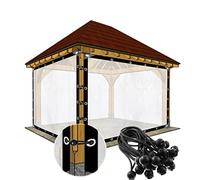 Tenda impermeabile per esterni, trasparente, per pergola, portico e gazebo, pannelli laterali resistenti con occhielli e corda elastica, dimensioni personalizzabili (2 x 4 m)