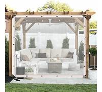 Tenda impermeabile per gazebo, in plastica trasparente, con occhielli, per balcone e pergola, tende laterali, 0,6 x 2 m, soluzione per la privacy della terrazza