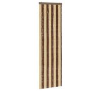 Tenda in ciniglia marrone e beige, 56 x 185 cm | Design a righe con fili alternati, strisce per appendere, ganci inclusi, facile installazione, pulizia con un panno morbido