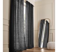 Tenda in lino spesso, linguette a scomparsa, Cedal Grigio 140 x 350 cm