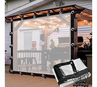 Tenda In Tela Cerata Impermeabile PE Telo Trasparente 0,14mm con Passacavo e Cordino Elastico, per Gazebo Veranda(8'x5'/2.5x1.5m)