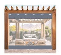 Tenda in tela cerata trasparente impermeabile con occhielli in PVC resistente alle intemperie per gazebo, portico anteriore, pergola, grigio, 3 x 2,5 m, soluzione di copertura per esterni