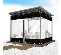 Tenda in tela cerata trasparente resistente con cerniera, in plastica rinforzata per esterni, resistente alle intemperie e foglio di giunzione