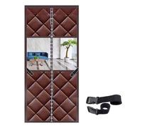 Tenda isolante per porta con finestra trasparente e cinghie con fibbia, in poliuretano termico invernale + cotone, 80 x 205 cm, ad alta efficienza energetica, paraspifferi per la stagione fredda