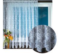 Tenda jacquard con nastro universale, effetto pizzo, motivo floreale, bianco, 300 x 175 cm, motivo: Monique