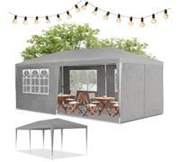 Juskys Tendone da giardino 3x6 m con 6 pareti laterali removibili e tetto - 18 m² - 12 picchetti e 6 corde - Tendone per feste giardino matrimonio gazebo da giardino - Grigio