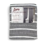 Tenda Lara Grigia a Righe - Stile Moderno - Poliestere Semitrasparente - Con Ane