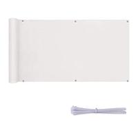 Tenda laterale bianca, 0,8 x 9,5 m, protezione solare per balcone, con fascette in nylon e cordino, per recinzioni da giardino, esterni, blocco UV, resistente alle intemperie