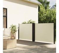 Tenda Laterale Estensibile, Crema 140x1000 cm, in Poliestere con Rivestimento PU e Struttura Acciaio, Frangivista Balcone e Separe da Esterno, per Giardino Patio Veranda
