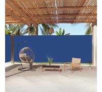 Tenda Laterale Estensibile per Esterno, Blu 220x1000 cm, Tessuto Poliestere UV e Struttura Metallica, Frangivista Balcone e Separe da Giardino, con Retrazione Automatica