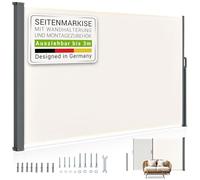 Tenda laterale Juskys Dubai 180 x 300 cm estensibile e opaca, frangivista e frangivento per balcone e terrazza, tenda laterale con staffa a muro - beige