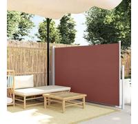 Tenda laterale per terrazza retrattile, 140 x 500 cm, marrone, paravento verticale esterno in poliestere resistente, cassetta su base acciaio, posteriore automatica, accessori di montaggio inclusi