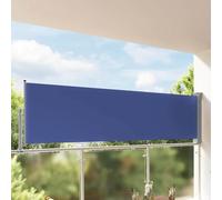 Tenda laterale retrattile 100x300 cm blu per terrazza schermo privacy in poliestere resistente ai raggi UV, vento e sole basso, cassetta su base in ferro, posteriore