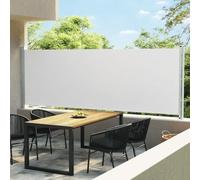 Tenda laterale retrattile 160 x 600 cm per esterni per patio e balcone, in tessuto color crema, chiusura automatica, soluzione perfetta per il sole