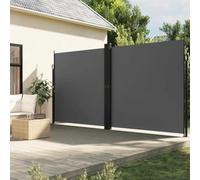 Tenda laterale retrattile Antracite 220x600 cm, Parabrezza per esterni in poliestere con rivestimento in PU, antivento, sole e acqua, facile installazione