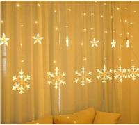Tenda led luminosa natale natalizia fiocchi neve luci bianco caldo oro stelle