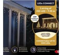 Tenda Luci di Natale 250 LED Bianco Caldo 7,35 mt