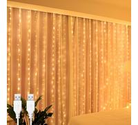 Tenda luminosa 2 x 2 m 2 pezzi, tenda luminosa interni, tenda luminosa da 200 LED, tenda luminosa USB, bianco caldo per la decorazione della parete della camera da letto festa di nozze di Natale