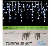 TENDA Luminosa 200 LED 5mt x 30-70-40-60 cm Luce di NATALE Prolungabile IP65 [EEK: A]