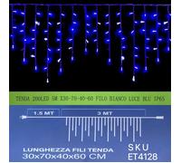 TENDA Luminosa 200 LED 5mt x 30-70-40-60 cm Luce di NATALE Prolungabile IP65 [EEK: A]
