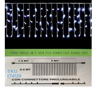 TENDA Luminosa 200 LED 5mt x 50cm Luce di NATALE Prolungabile con flash ip65 [EEK: A]