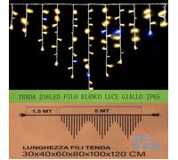 Tenda Luminosa Da Esterno IP65 5MT Con 216 Luci Led Bianco Caldo Giallo Effetto