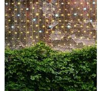 Tenda luminosa 240 LED Natale 6x0,8 MT luce calda con scintillii flash bianco freddo intermittenti, prolungabile max 2 unità, ideale per balconi, pareti e tettoie (Luce calda fissa + flash)
