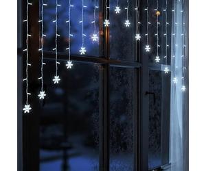 Tenda luminosa a forma di fiocchi di neve, luce bianca fredda, 71 LED | Per interni, decorazione natalizia, decorazione per finestre, illuminazione decorativa invernale dell'Avvento