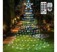 Tenda luminosa a forma di stella, per esterni, con spina e finestra, 335 LED, 8 illuminazione per interni, giardino, albero (blu + bianco)