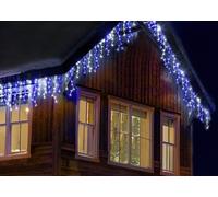 Tenda Luminosa cascata di 500 LED Bianco Freddo ghiaccio e blu 10mt da Esterno