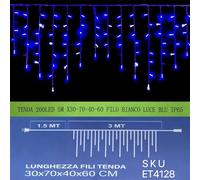 Tenda Luminosa Da Esterno IP65 5MT Con 200 Luci Led Blu Effetto Cascata Con Conn