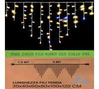 Tenda Luminosa Da Esterno IP65 5MT Con 216 Luci Led Bianco Caldo Giallo Effetto