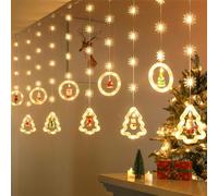 Tenda Luminosa Interno Natale 3m, Decorazione Natalizia USB per Finestre, USB Luci di Natale con Telecomando, 8 Modalità, Decorazione Atmosfera Natalizia Adatta per Feste/Giardini/Ginestre/Balconi