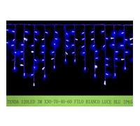 Tenda Luminosa Da Esterno IP65 3MT Con 120 Luci Led Blu Effetto Cascata Con Conn