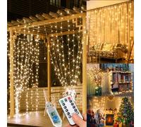 Tenda Luminosa - Luci da Esterno Giardino, 3M 300LED Luci Led Decorative per Natale 8 Modalità Luci Led luminarie da Esterno per Anno Nuovo, Matrimonio, Portico, Casa, Interno, Luminarie da Esterno