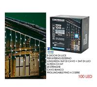 TENDA LUMINOSA LUCI NATALIZIE 100 LED BIANCO FREDDO 3 MT. CON 8 GIOCHI DI LUCE